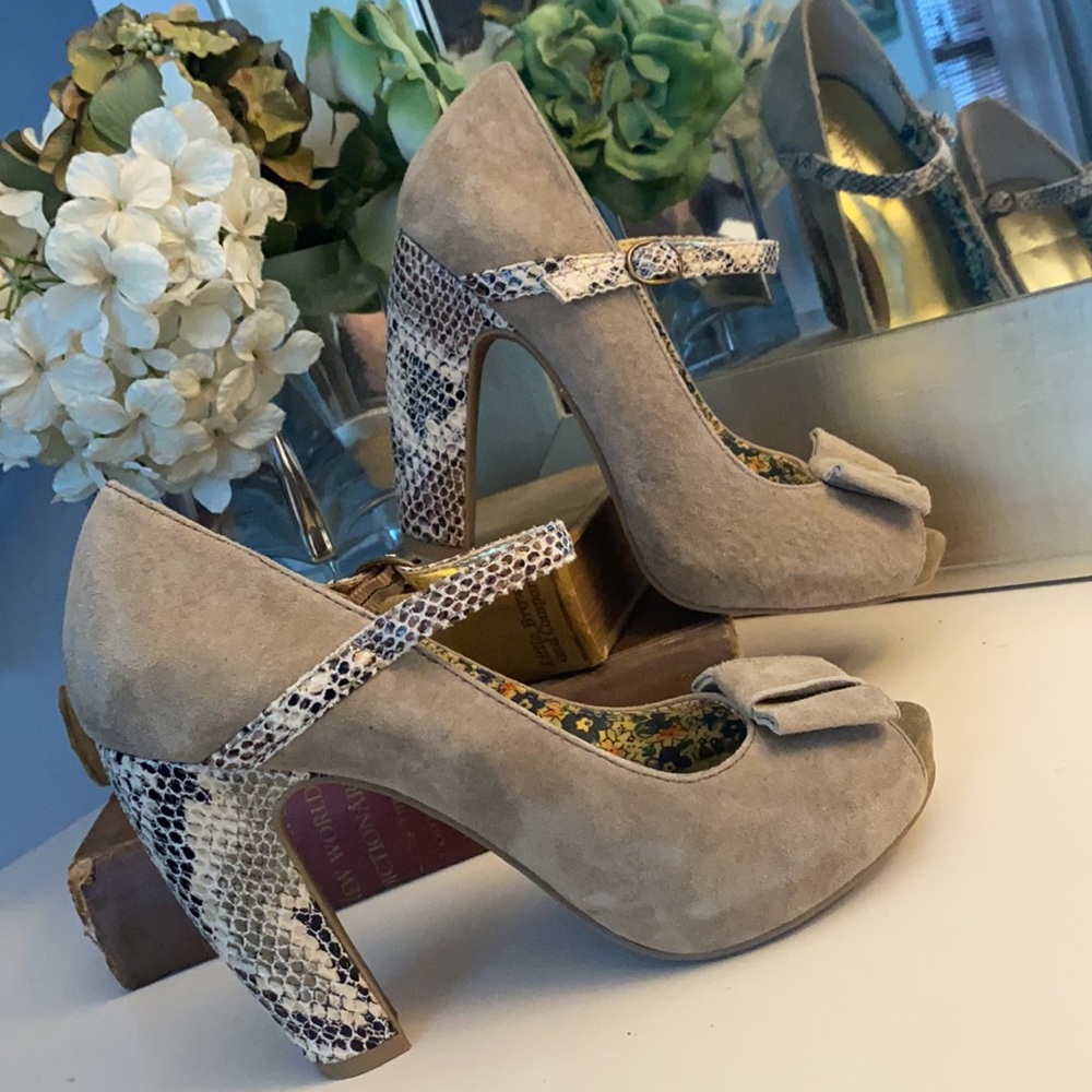 Suede Peep Toe heels